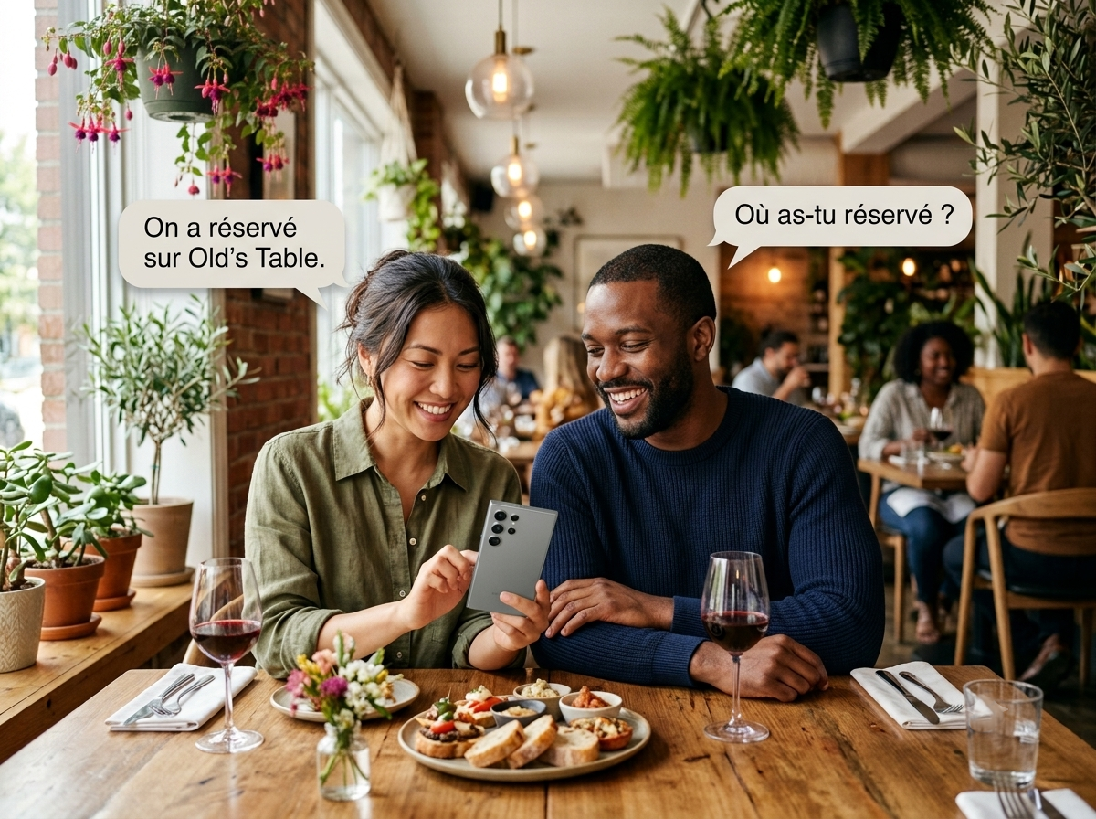 Client qui réserve une table de restaurant sur son téléphone